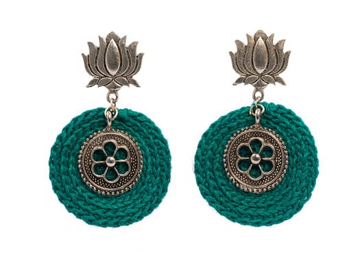 Happy Threads Crochet Earrings-Turquoise Blue